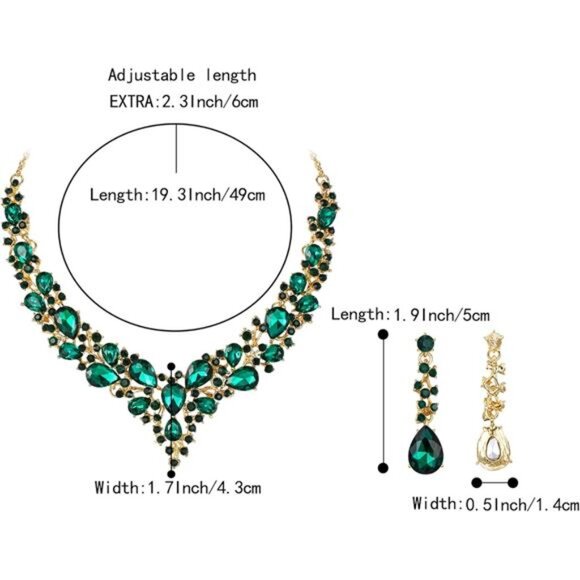 Women’s Austrian Crystal Teardrop Statement Necklace & Earrings Set - Picture 4 of 4